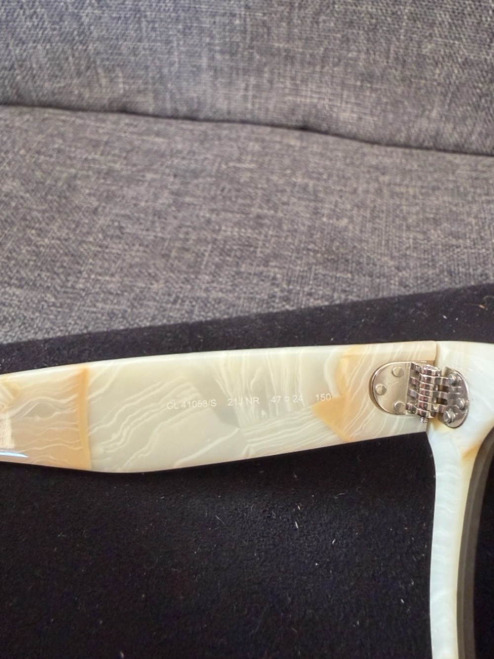 Celine Cream Tortoiseshell Round Sunglasses with Black Lenses - Picture 4 of 6